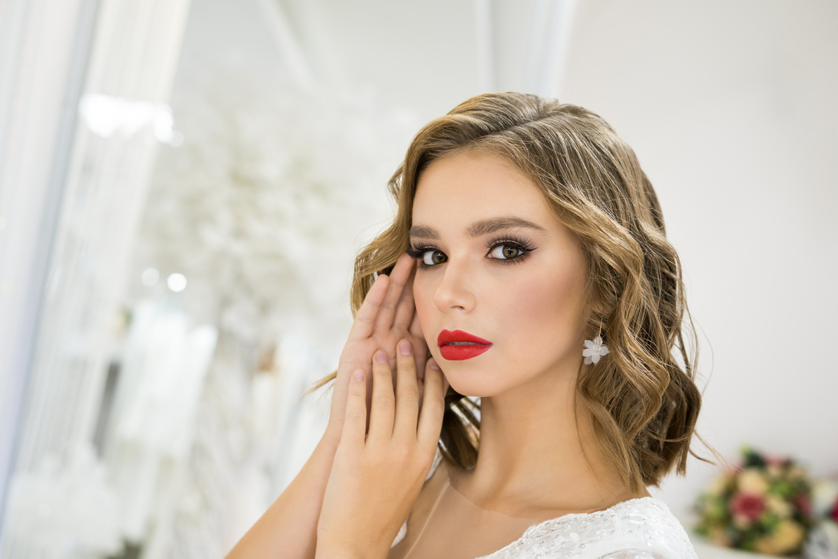 beautiful girl with wedding makeup, bride