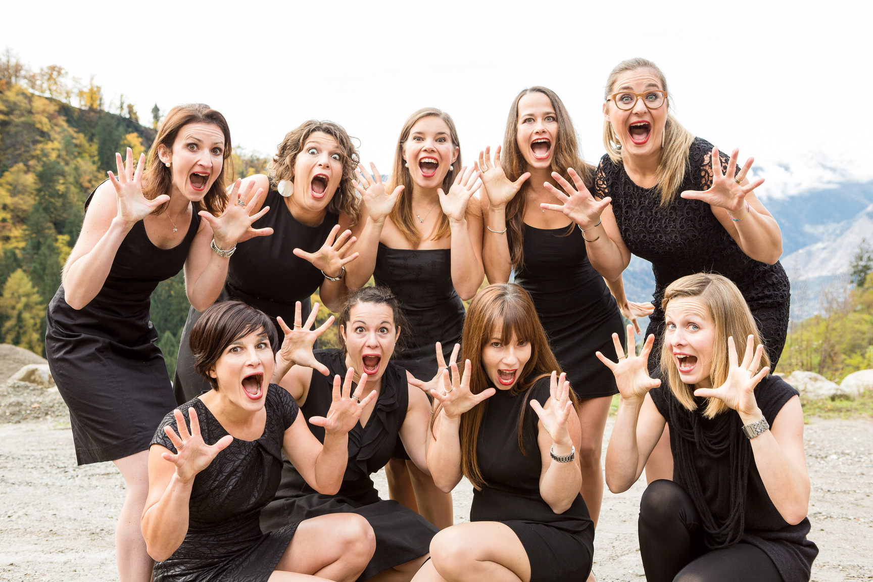 Group of surprised women